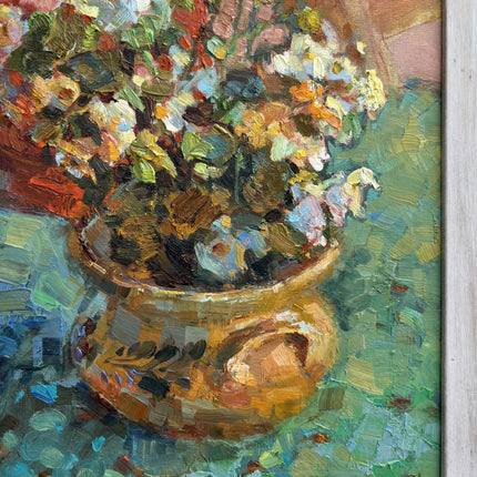 Rustic Floral Still Life Oil Painting "Flower Vase" Vintage Small Art Holland Art Shop