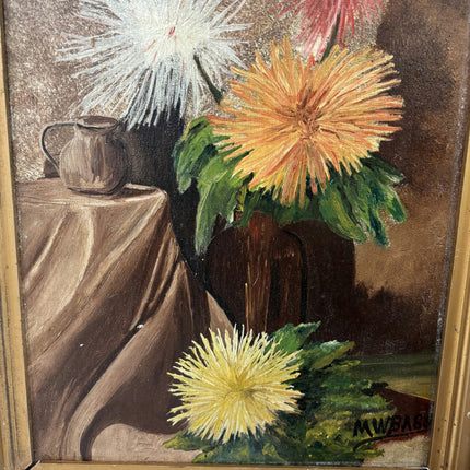 Authentic Interior Oil Painting "Spiky Chrysanthemum" Handcrafted Art Holland Art Shop