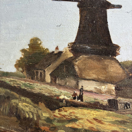 Classic Landscape Oil Painting "Windmill Silhouette" Vintage Art Holland Art Shop