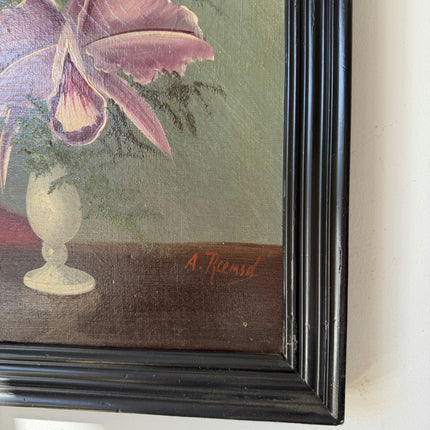 Intriguing Oil Painting Floral Still Life "Orchid Vase" Authentic Medium Art Holland Art Shop