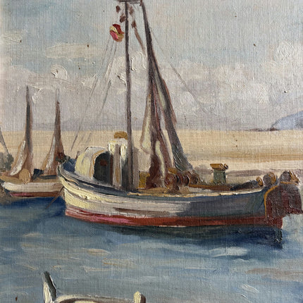 Traditional Harbor Scene Oil Painting "Fishing Boat" Refined Artwork Holland Art Shop