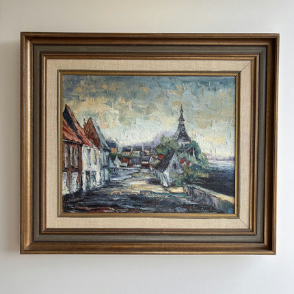 Detailed Cityscape Oil Painting "Framed Painting" Rustic Large Artwork Holland Art Shop