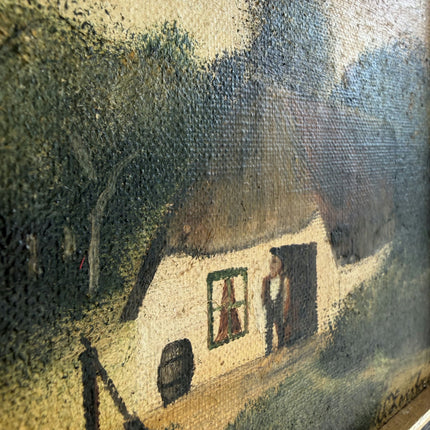 Elegant Landscape Oil Painting "Thatched Cottage" Timeless Small Artwork Holland Art Shop