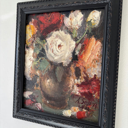 Expressive Oil Painting Flowery Still Life "White Rose" Classic Small Art Holland Art Shop