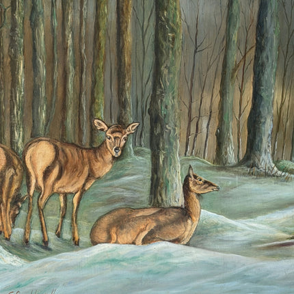 Detailed Animals Oil Painting "Three Deer" Traditional Artwork Holland Art Shop