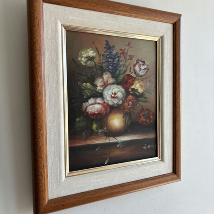 Refined Floral Still Life Oil Painting "Flower Bouquet" Vintage Small Artwork Holland Art Shop