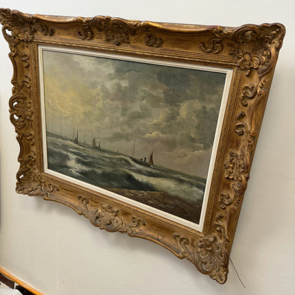 Detailed Seascape Oil Painting "Ornate Frame" Timeless Large Art Holland Art Shop