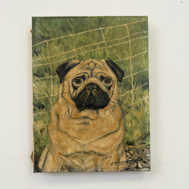 Timeless Animals Oil Painting "Pug in Grass" Classic Small Artwork Holland Art Shop