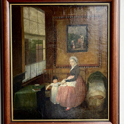 19th Century Antique Figurative Oil Painting "Seated Woman" Artwork Holland Art Shop