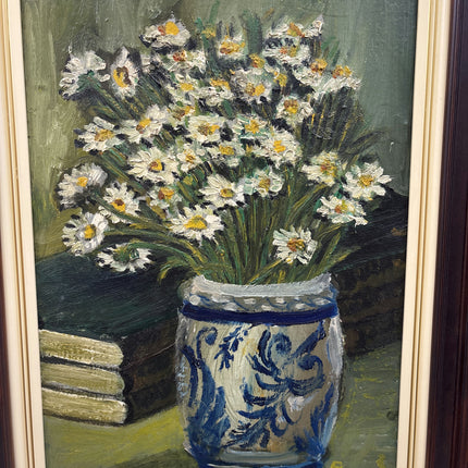 Authentic Floral Still Life Oil Painting "Blue Vase" Original Dutch Artwork Holland Art Shop