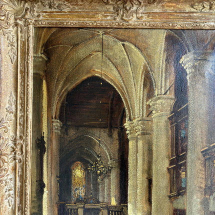 Handcrafted Church Interior Oil Painting "Ornate Frame" Elegant Art Holland Art Shop