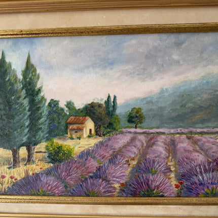 Vintage Landscape Oil Painting "Lavender Field" Original Art Holland Art Shop