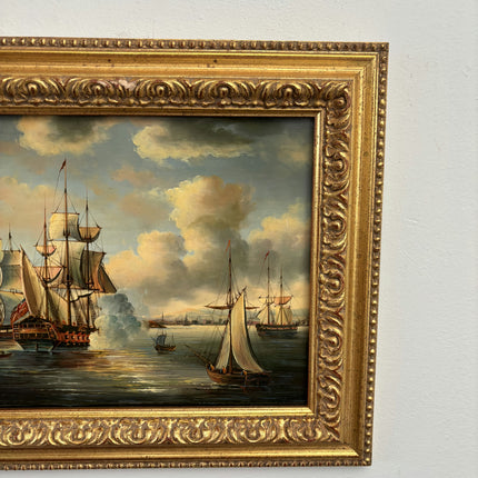 Refined Oil Painting Seascape "Sailing Ships" Striking Small Art
