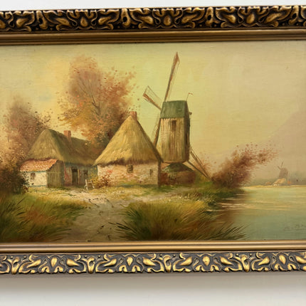 Elegant Landscape Oil Painting "Thatched Roofs" Handcrafted Large Art Holland Art Shop