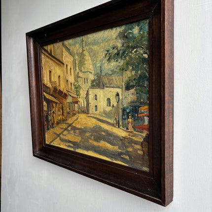 Original Cityscape Oil Painting "Sunlit Street" Handcrafted Belgique Artwork Holland Art Shop