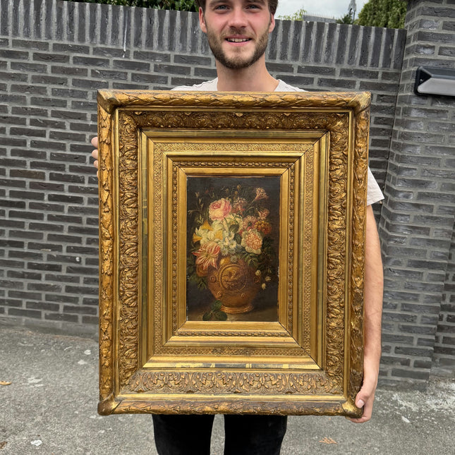 19th Century Antique Still Life Oil Painting "Gilded Frame" Artwork Holland Art Shop