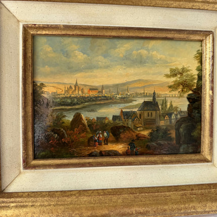 Authentic Oil Painting Scenery "River View" Antique Small Artwork Holland Art Shop