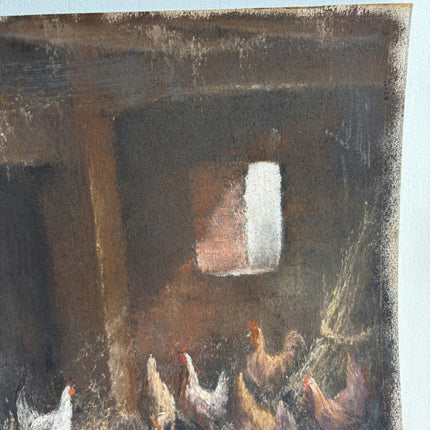 Timeless Animals Pastel "Group Chickens" Elegant Small Artwork Holland Art Shop