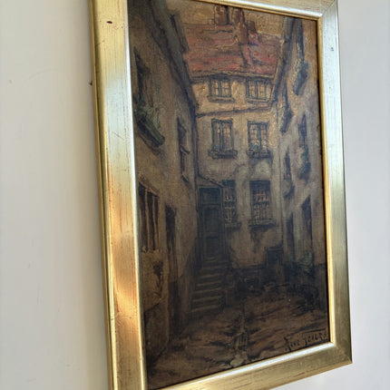 Detailed Cityscape Oil Painting "Narrow Alley" Handcrafted Artwork Holland Art Shop
