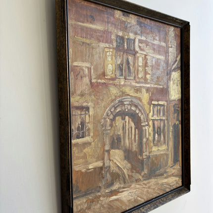 1935 Cityscape Oil Painting "Arched Entrance" Art Holland Art Shop