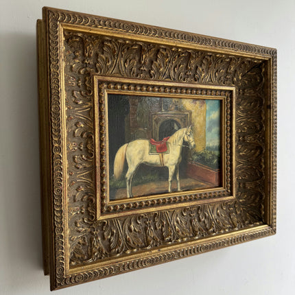 Expressive Animals Oil Painting "White Horse" Handcrafted Small Art Holland Art Shop