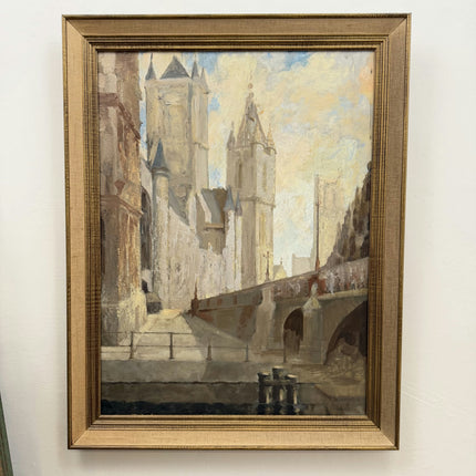 Traditional Cityscape Oil Painting "Stone Bridge" Rustic Large Art Holland Art Shop