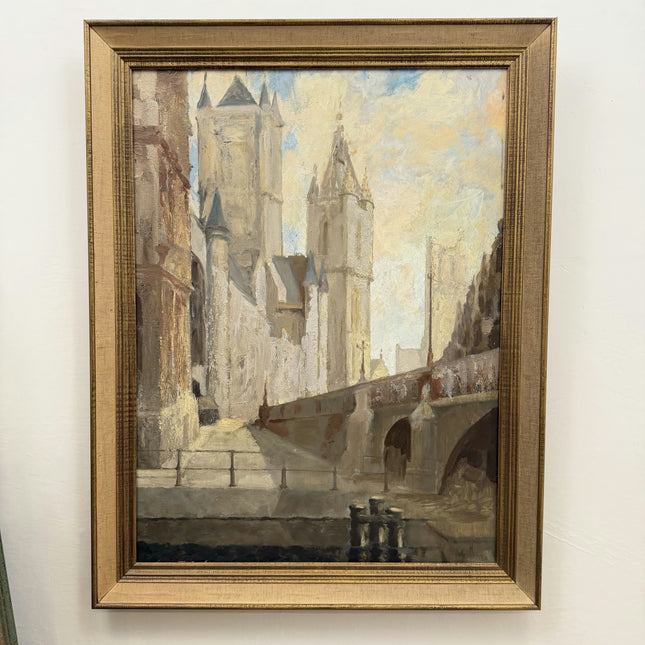 Traditional Cityscape Oil Painting "Stone Bridge" Rustic Large Art Holland Art Shop