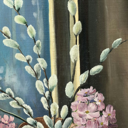 Detailed Floral Still Life Oil Painting "Pussy Willow" Expressive Small Artwork Holland Art Shop