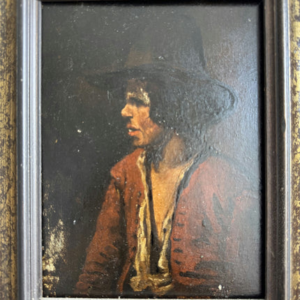 19th Century Antique Portrait Oil Painting "Seated Man" Small Art Holland Art Shop