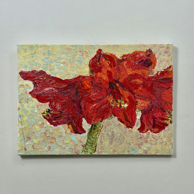 Rustic Floral Still Life Oil Painting "Red Flower" Traditional Art Holland Art Shop