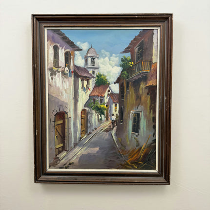 Expressive Cityscape Oil Painting "Cobblestone Street" Classic Large Artwork Holland Art Shop