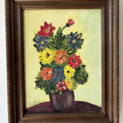 Traditional Floral Still Life Oil Painting "Flower Vase" Vintage Small Artwork Holland Art Shop