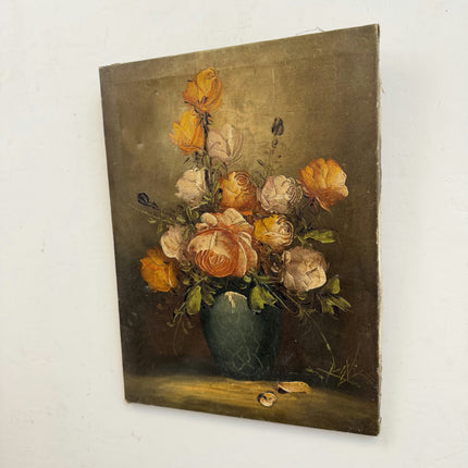 Vintage Floral Still Life Oil Painting "Flower Bouquet" Rustic Artwork Holland Art Shop