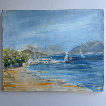 Rustic Seascape Oil Painting "Sailboat Canvas" Expressive Art Holland Art Shop