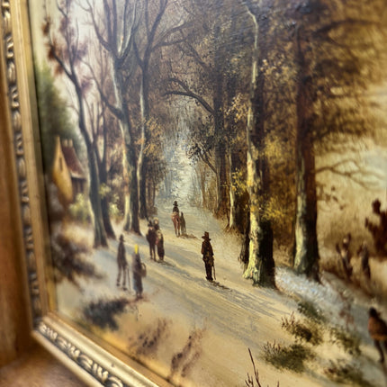 Antique Winter Landscape Oil Painting "Frozen River" Traditional Art Holland Art Shop