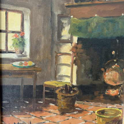 Expressive Interior Oil Painting "Wooden Frame" Rustic Small Art Holland Art Shop