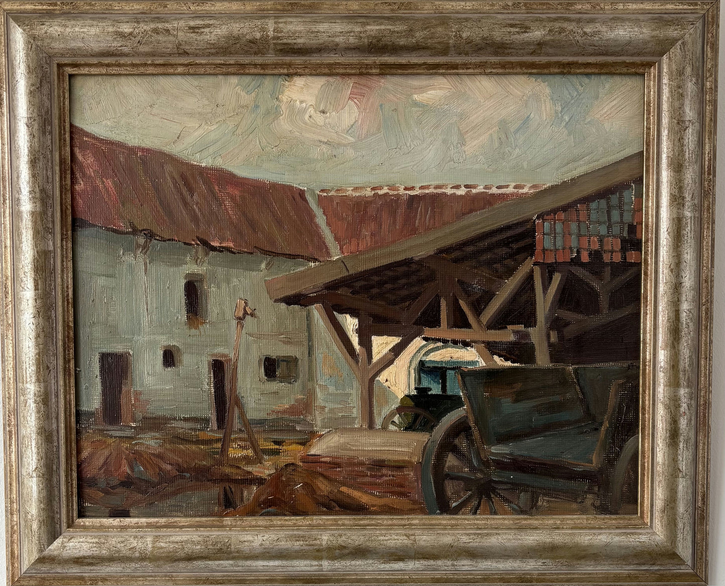 Classic Oil Painting Cityscape "Farmhouse Structure" Remarkable Medium Art