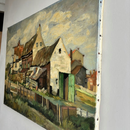 Traditional Farm Oil Painting "Thatched House" Refined Art Holland Art Shop