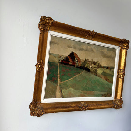 Fine Oil Painting Landscape "Farmhouse Landscape" Handcrafted Medium Art Holland Art Shop