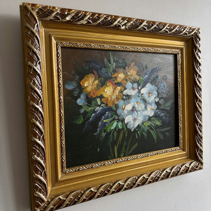 Vintage Floral Still Life Oil Painting "Flower Bouquet" Small Artwork Holland Art Shop