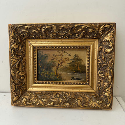 Authentic Landscape Oil Painting "Wooden Frame" Expressive Small Art Holland Art Shop