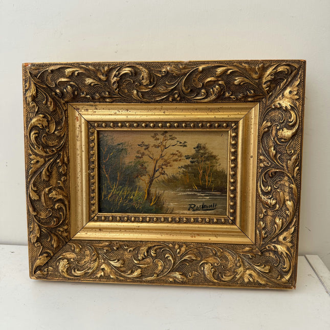 Authentic Landscape Oil Painting "Wooden Frame" Expressive Small Art Holland Art Shop