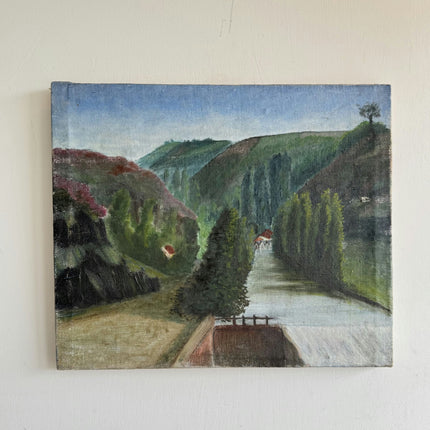 Original Landscape Oil Painting "River Boat" Elegant Small Artwork Holland Art Shop