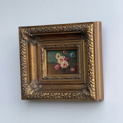 Original Flowery Still Life Oil Painting "Gilded Frame" Timeless Small Art Holland Art Shop