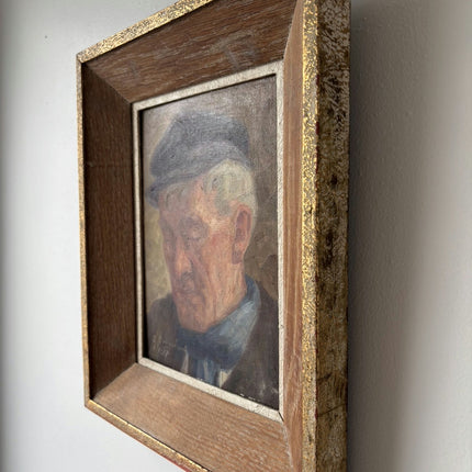 Original Oil Painting Portrait "Pensive Man" Fine Small Art Holland Art Shop