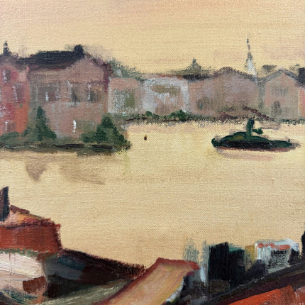 Rustic Seascape Oil Painting "Red Boats" Detailed Art Holland Art Shop