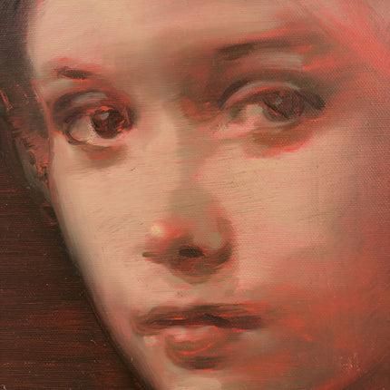 Elegant Interior Oil Painting "Girl Face" Original Small Artwork Holland Art Shop