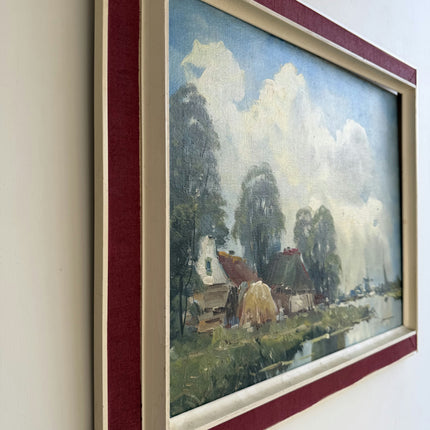 Elegant Landscape Oil Painting "Thatched Cottage" Original Artwork Holland Art Shop