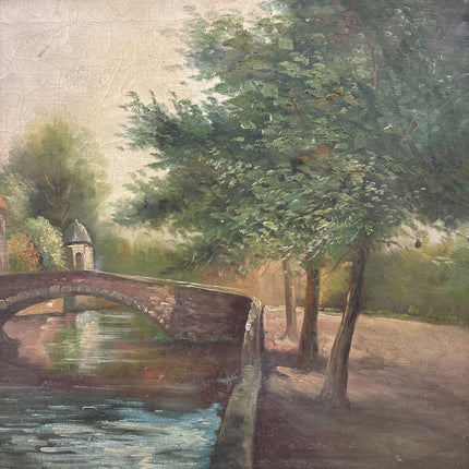 Rustic Cityscape Oil Painting "Stone Bridge" Traditional Art Holland Art Shop