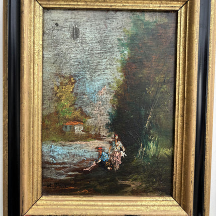 Detailed Landscape Oil Painting "Gilded Frame" Handcrafted Small Artwork Holland Art Shop
